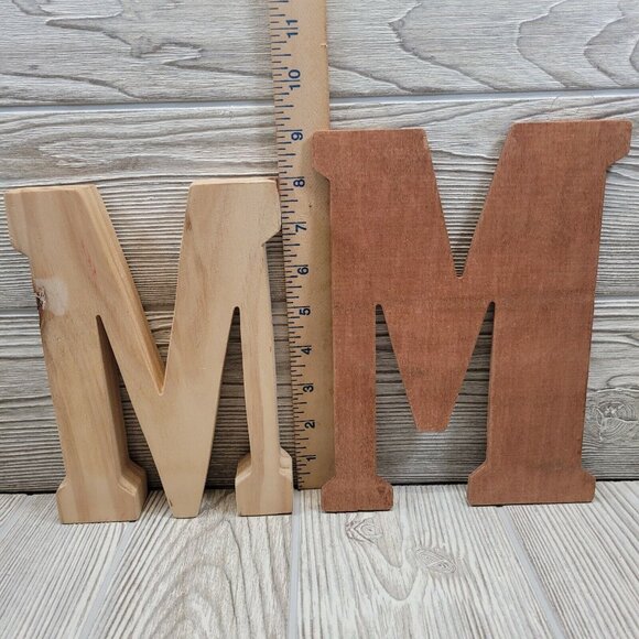2 Unfinished Wooden Monogram Alphabet Letters Letter M Crafts Rustic Wall Decor - Picture 2 of 5